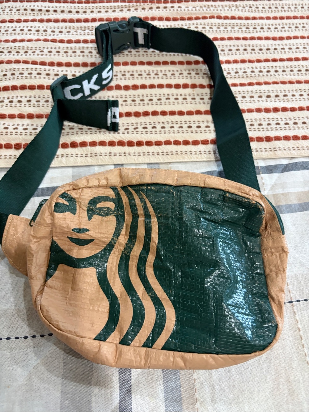 Starbucks Green and Tan Logo Crossbody Belt Bag